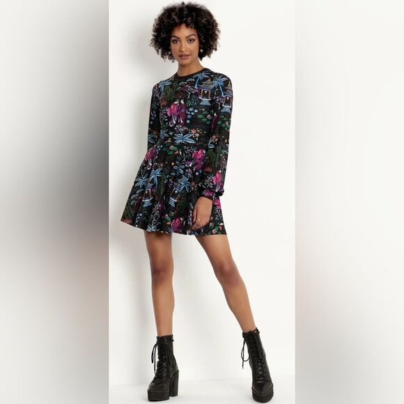 BlackMilk Nihon Shishu Bishop Skater Dress XS NWT Japan Print Whimsical - Picture 2 of 9